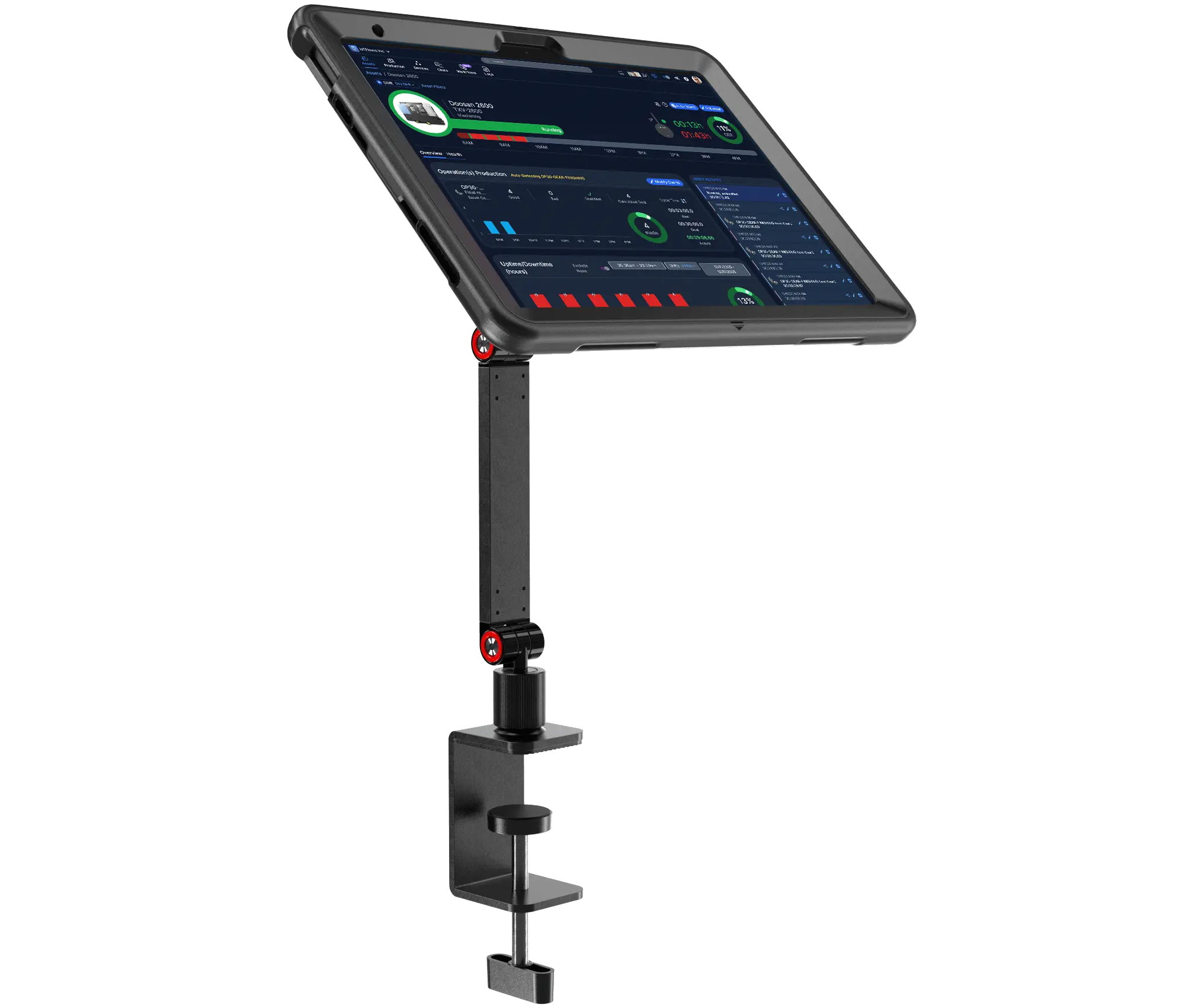iPad operator interface mounted on CNC machine