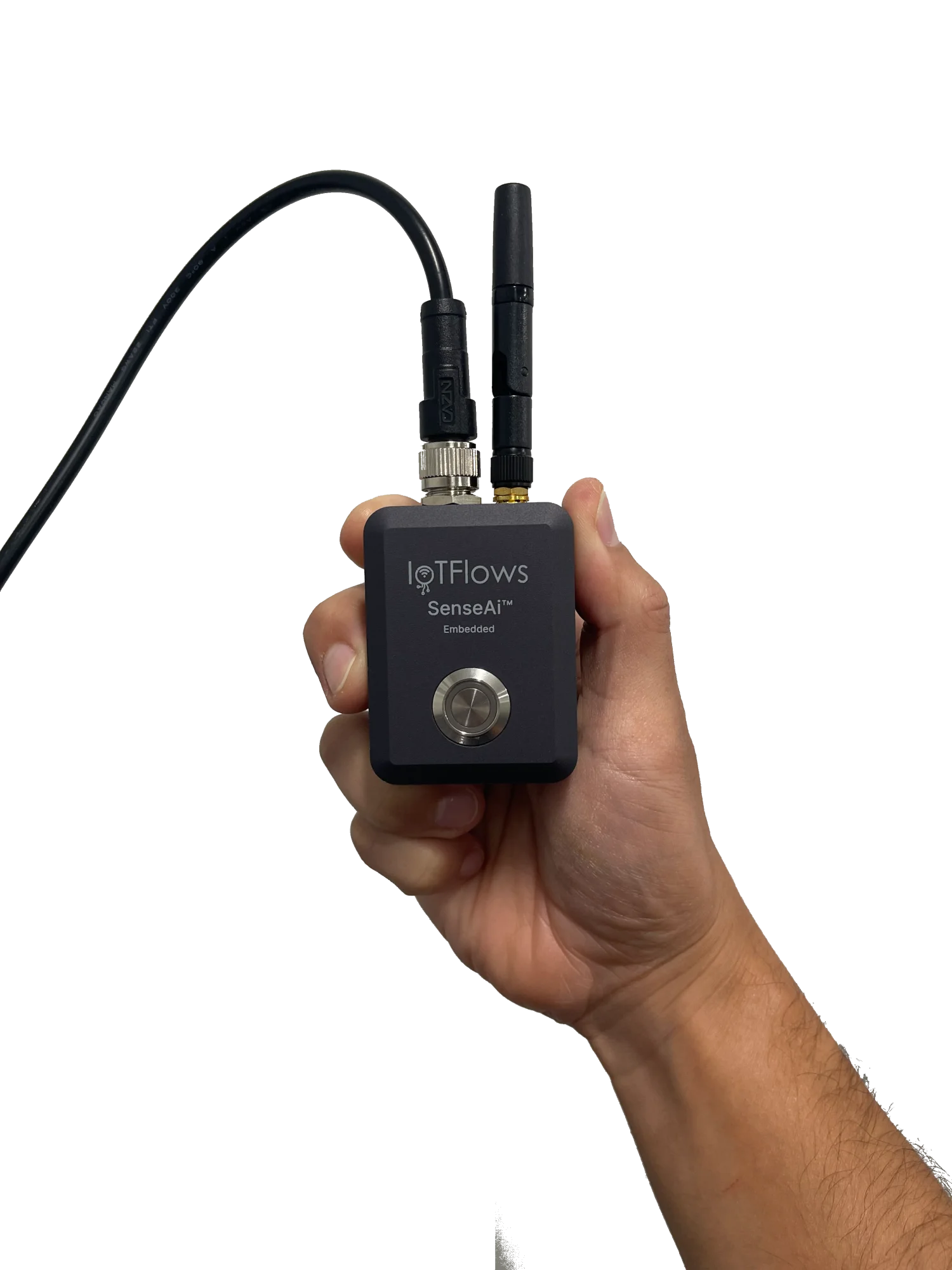 IoTFlows SenseAi sensor held in hand